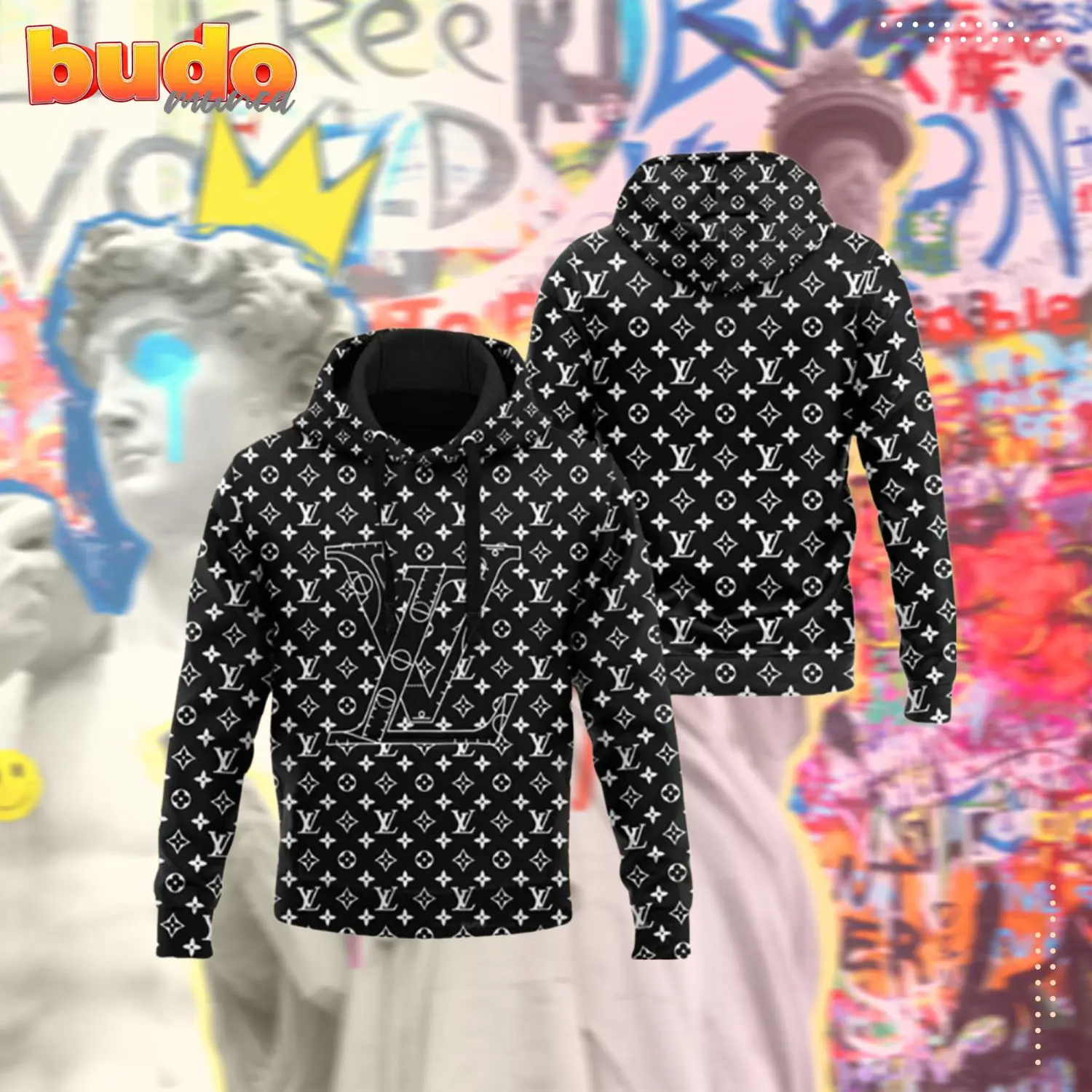 Louis vuitton black hoodie lv luxury brand clothing clothes outfit for men - hot new